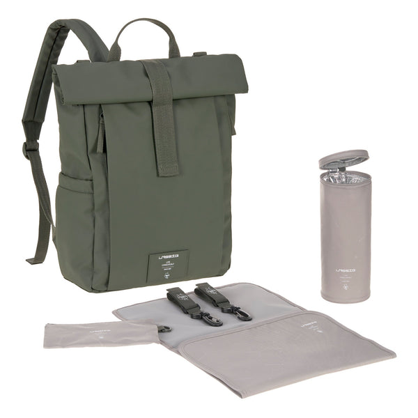 Lassig - Green Label - Diaper bag - Rolltop Up Backpack Olive