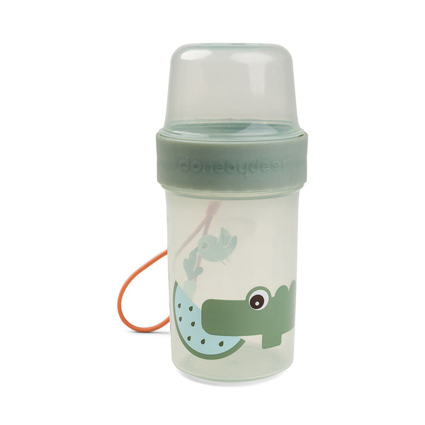Done by Deer - To go 2-way snack container L Croco Green