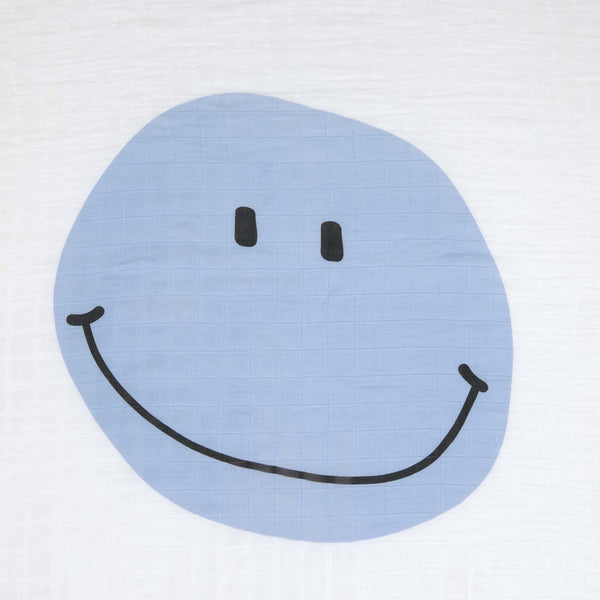 Lassig - Happy Rascals - Heavenly soft Swaddle XL 2 pcs, 120 x 120 cm - Smile Sky Blue