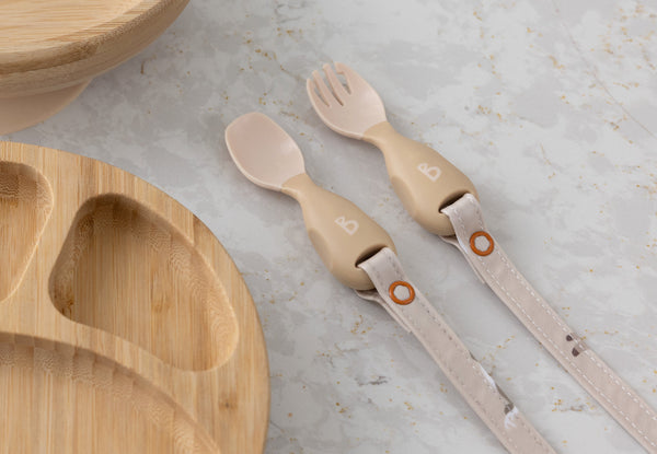Bibado - Handi Cutlery - Attachable Baby Cutlery : Fawn Two Pack