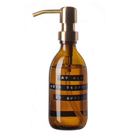 Wellmark - Hand Soap 250ml Bamboo - Brass Pump - MAY ALL YOUR TROUBLES BE BUBBLES