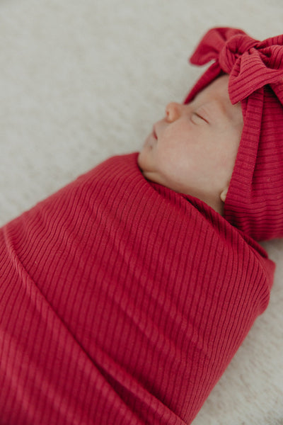 Copper Pearl - Berry Ribbed Swaddle Blanket