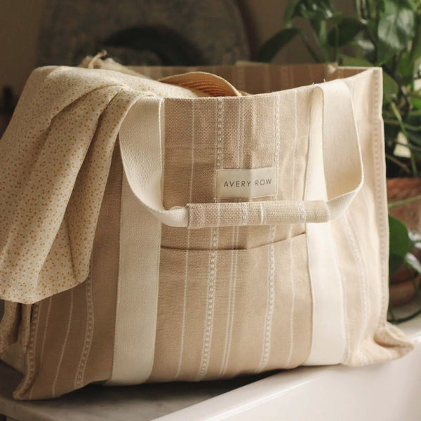 Avery Row - Woven Stripe Bag - Natural