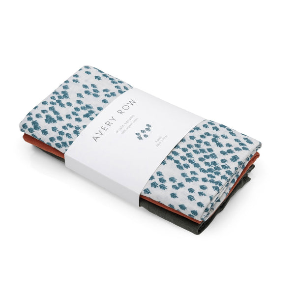 Avery Row - Muslin Squares- Set of 3 - Nordic Forest