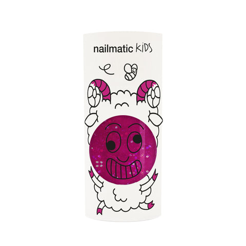 Nailmatic Kids- Water-based nail polish for kids- Sheepy - Clear Raspberry Glitter